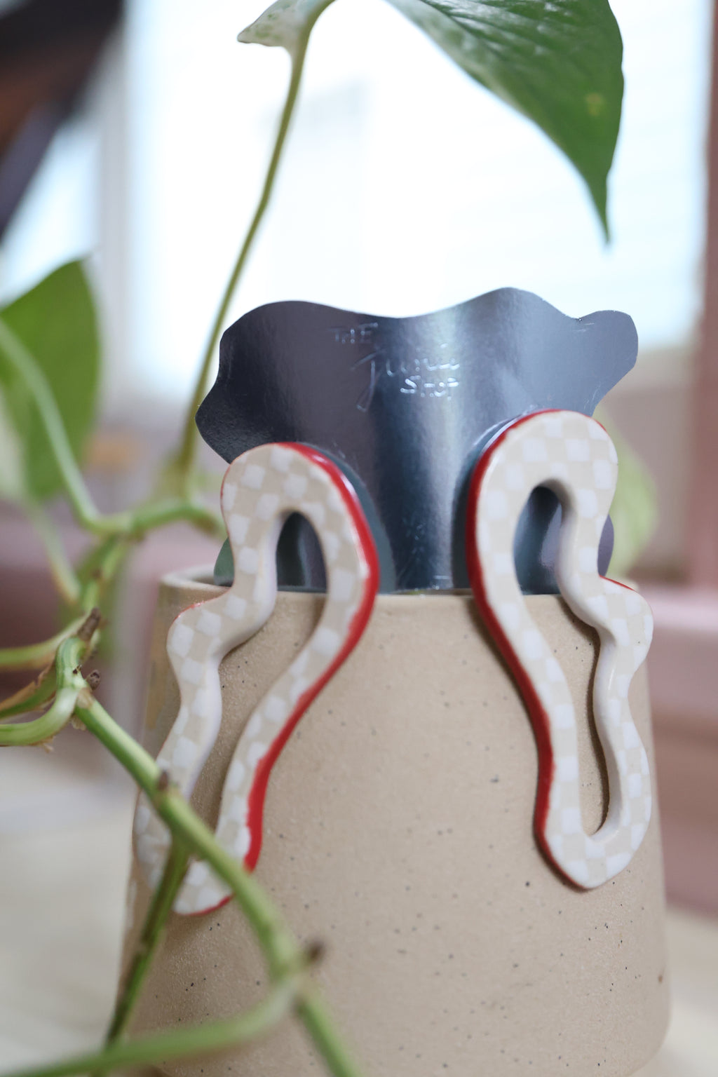 Abstract Earrings - White Checkers