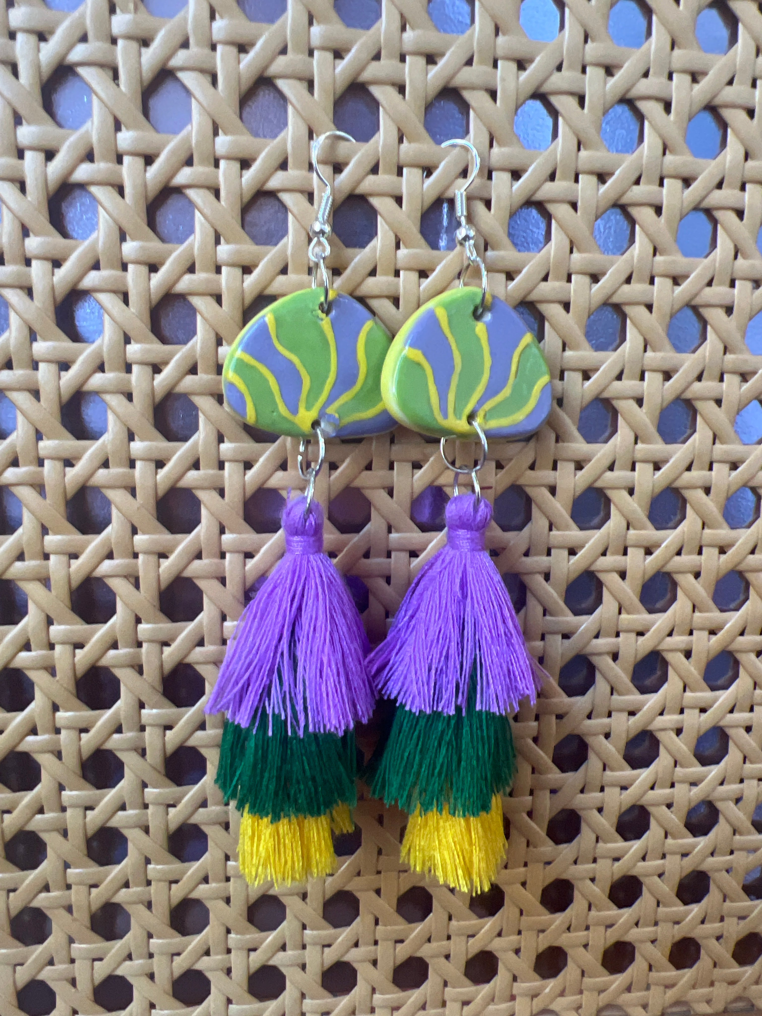 Mardi Gras Earrings Silver